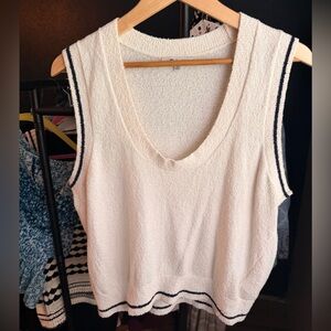 Madewell Cream Knit Tank Top with Black Trim